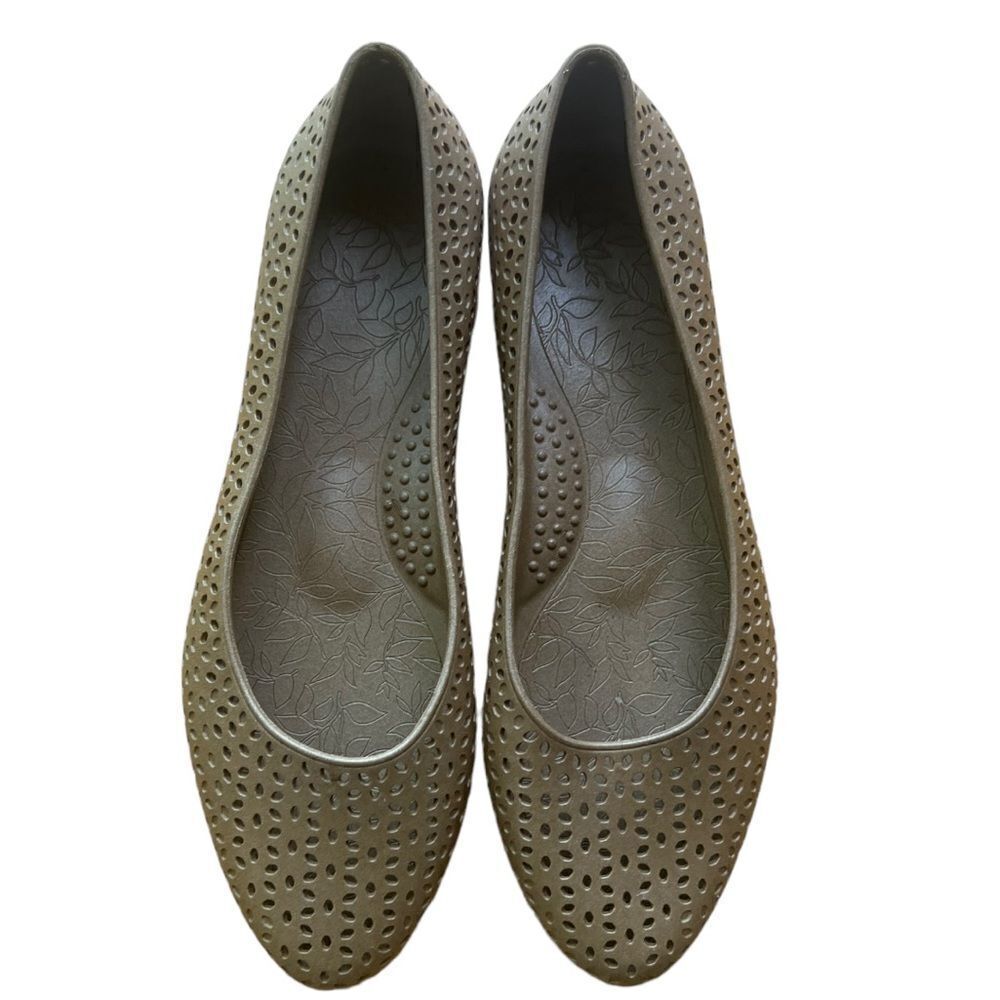 Okabashi Light Brown Plastic Waterproof Flat Shoes sz 7.5